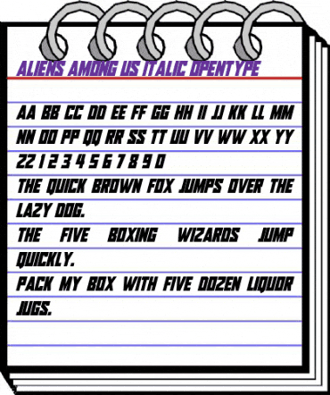 Aliens Among Us Italic animated font preview Aliens Among Us Italic animated font preview