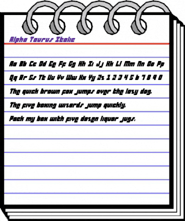 Alpha Taurus Italic Italic animated font preview Alpha Taurus Italic Italic animated font preview