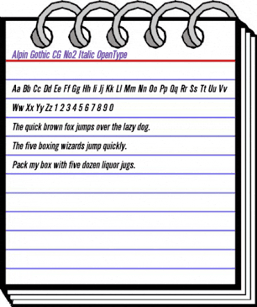 Alpin Gothic CG No2 Italic animated font preview