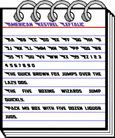 American Kestrel Leftalic Italic animated font preview American Kestrel Leftalic Italic animated font preview