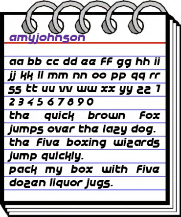 AmyJohnson Regular animated font preview