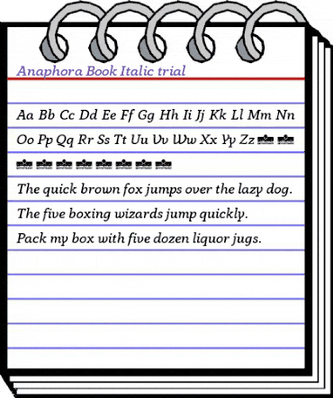 Anaphora Trial Book Italic animated font preview