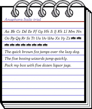 Anaphora  Trial Italic animated font preview