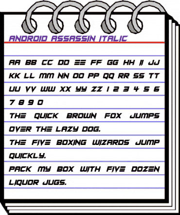 Android Assassin Italic animated font preview Android Assassin Italic animated font preview