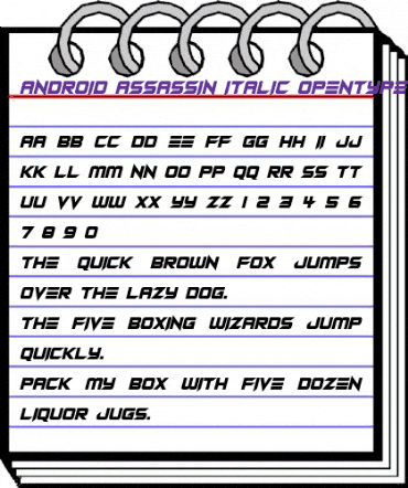 Android Assassin Italic animated font preview Android Assassin Italic animated font preview