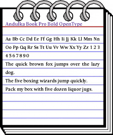 Andulka Book Pro Bold animated font preview