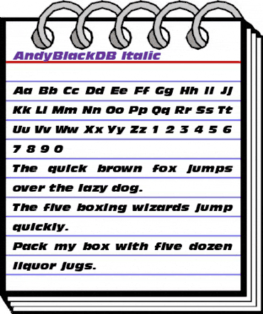 AndyBlackDB Italic animated font preview AndyBlackDB Italic animated font preview