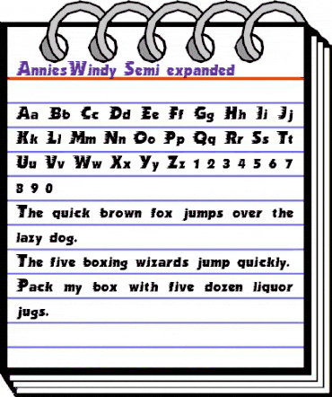 AnniesWindy Semi-expanded animated font preview