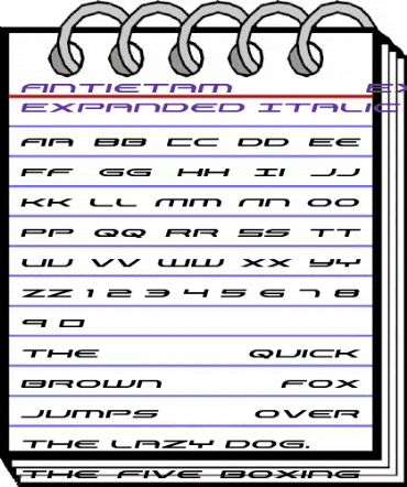 Antietam Extra-Expanded Italic Extra-Expanded Italic animated font preview