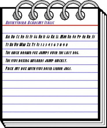 Antikythera Academy Italic Italic animated font preview