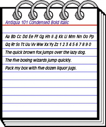 Antiqua 101-Condensed Bold Italic animated font preview