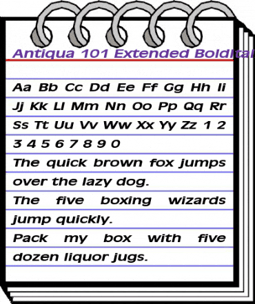 Antiqua 101 Extended BoldItalic animated font preview