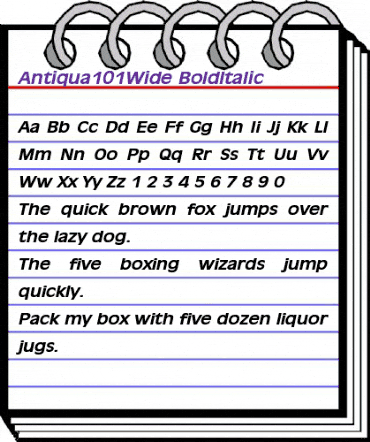 Antiqua101Wide BoldItalic animated font preview