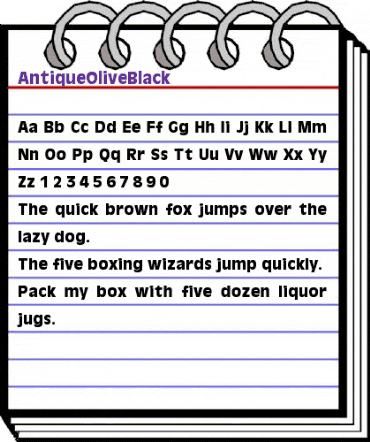 AntiqueOliveBlack Regular animated font preview