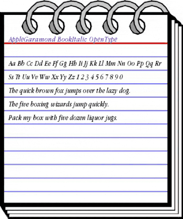 Apple Garamond Book Italic animated font preview