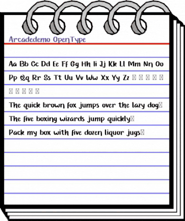 Arcadedemo Regular animated font preview