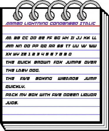 Armed Lightning Condensed Italic Condensed Italic animated font preview