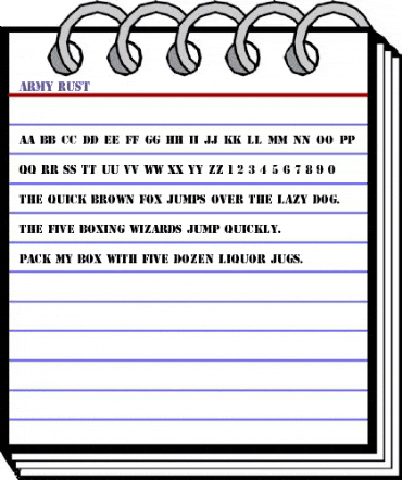 ARMY RUST Regular animated font preview ARMY RUST Regular animated font preview