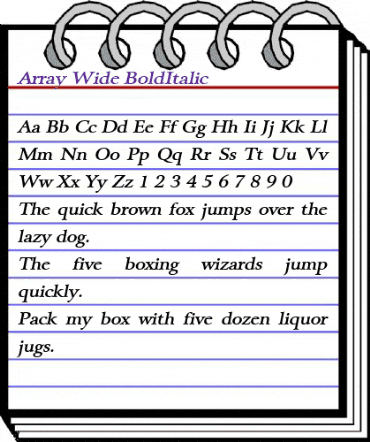 Array Wide BoldItalic animated font preview Array Wide BoldItalic animated font preview