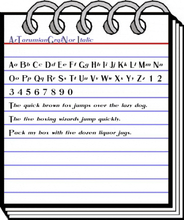 ArTarumianGrqiNor Italic animated font preview