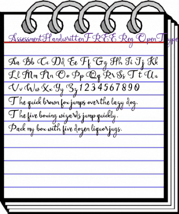Assessment Handwritten FREE Regular animated font preview