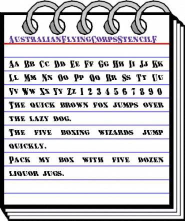 AustralianFlyingCorpsStencilF Regular animated font preview