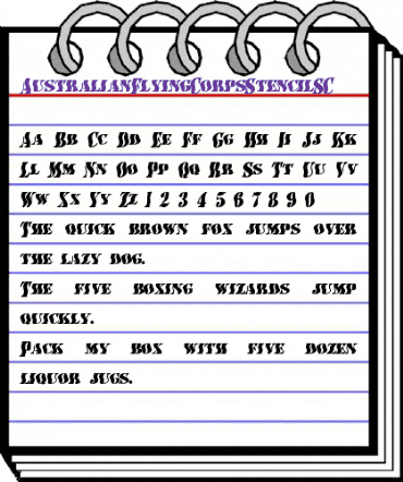 AustralianFlyingCorpsStencilSC Regular animated font preview