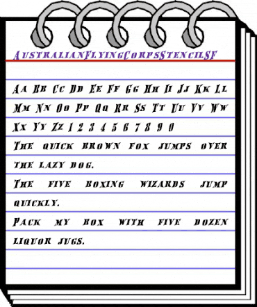 AustralianFlyingCorpsStencilSF Regular animated font preview