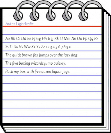 Auto 1 Light Italic animated font preview