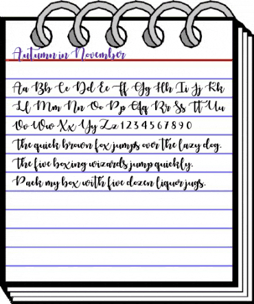 Autumn in November Regular animated font preview