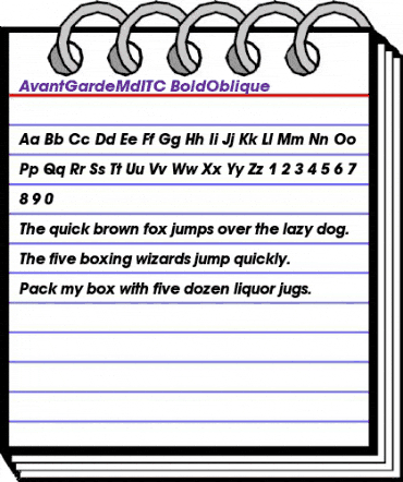 AvantGardeMdITC Bold Italic animated font preview