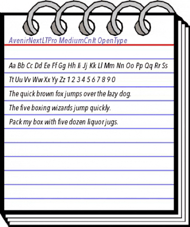 Avenir Next LT Pro Medium Condensed Italic animated font preview Avenir Next LT Pro Medium Condensed Italic animated font preview