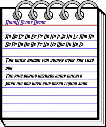 AwmU Slant Demo Regular animated font preview