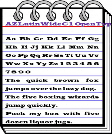 AZLatinWideC Regular animated font preview