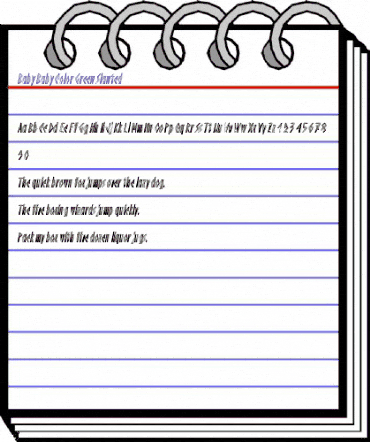 Baby Baby Color Green Slanted animated font preview