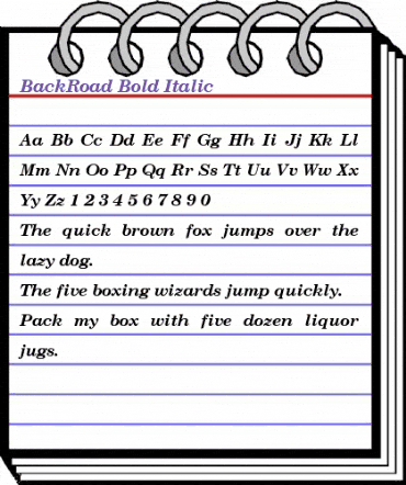 BackRoad Bold Italic Regular animated font preview