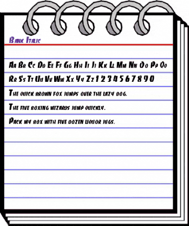 Bank Italic Regular animated font preview