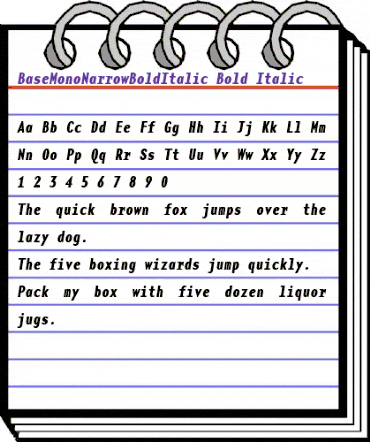 BaseMonoNarrowBoldItalic Bold Italic animated font preview