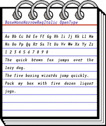 BaseMono NarrowRegItalic animated font preview