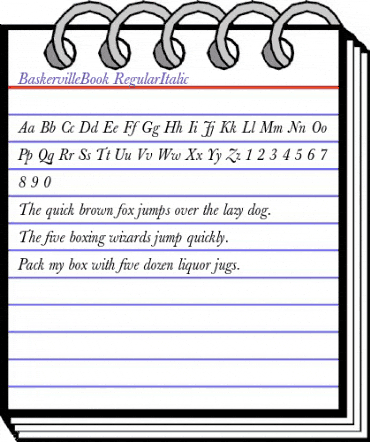 BaskervilleBook RegularItalic animated font preview