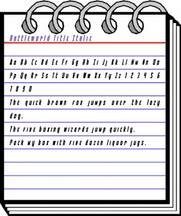 Battleworld Title Italic Italic animated font preview