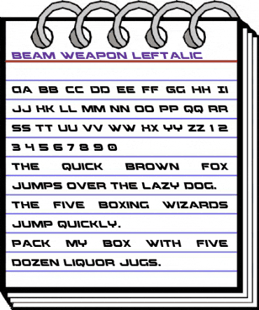 Beam Weapon Leftalic Italic animated font preview