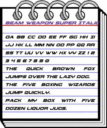 Beam Weapon Super-Italic Italic animated font preview Beam Weapon Super-Italic Italic animated font preview