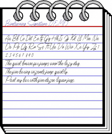 Birdspring Signature DEMO Regular animated font preview