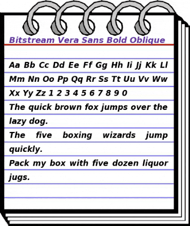 Bitstream Vera Sans Bold Oblique animated font preview