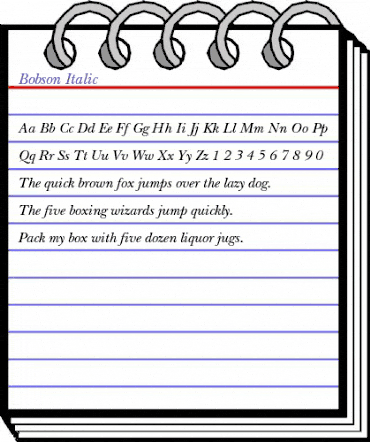 Bobson Italic Regular animated font preview