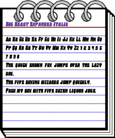 Bog Beast Expanded Italic Expanded Italic animated font preview