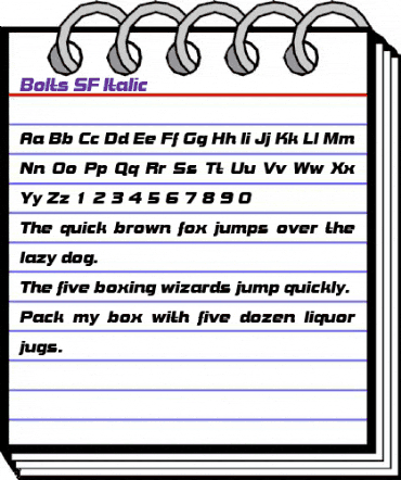 Bolts SF Italic animated font preview Bolts SF Italic animated font preview