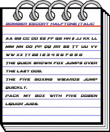 Bomber Escort Halftone Italic Regular animated font preview