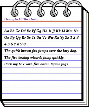 BreughelTBla Italic animated font preview